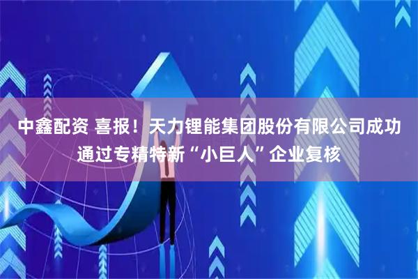中鑫配资 喜报！天力锂能集团股份有限公司成功通过专精特新“小巨人”企业复核